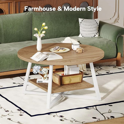 Coffee Table for Living Room, Round Coffee Table, Small Circle Coffee Table - Image 4