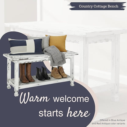 Country Cottage 36-Inch Farmhouse Entryway Bench - Image 4