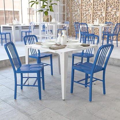 Flash Furniture Gael Commercial Grade 2 Pack Blue Metal Indoor-Outdoor Chair by FlashFurniture