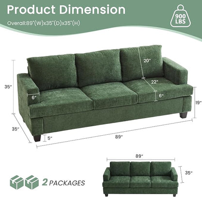 YOUDENOVA 2 Piece Set Comfy Sofa Couch, 3-Seater Sofa * 2 - Image 2