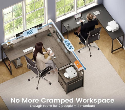 SEDETA 66" L Shaped Desk with Power Outlet, Reversible Home Office Computer - Image 4