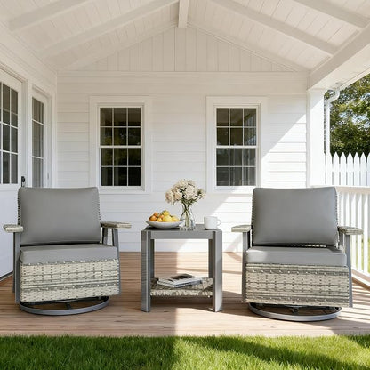 Pamapic 3 Pieces Patio Furniture Set, Outdoor Swivel Glider Rocking Chairs - Image 3