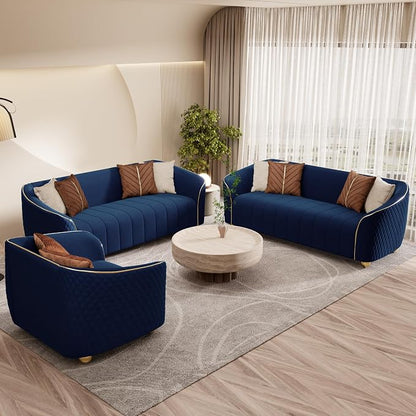 3-Piece Luxury Velvet Sofa Set for Living Room, Elegant Design Couch Set - Image 4