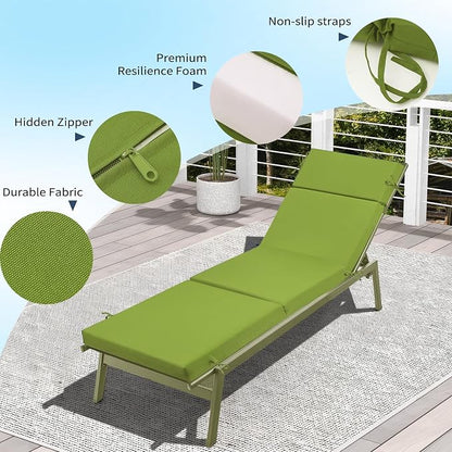 Outdoor Chaise Lounge Cushion 72" x 21" x 3", 4-Section Folding Patio Lounge - Image 5
