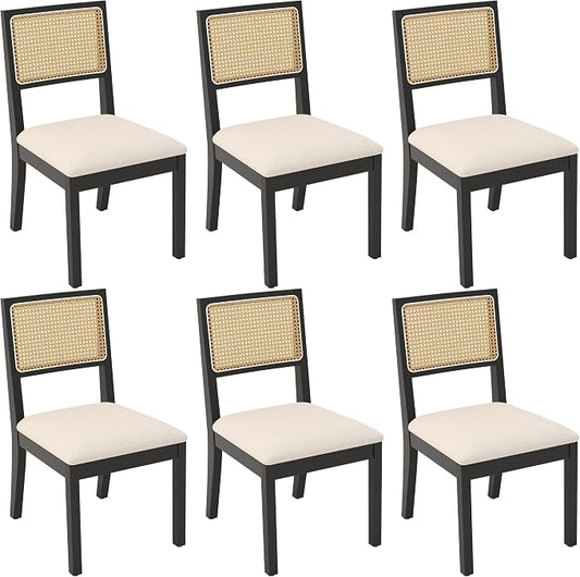 Westice Rattan Dining Chairs Set of 6, Farmhouse Natural Dining Room Chairs by ChairsforHomeLivingRoom