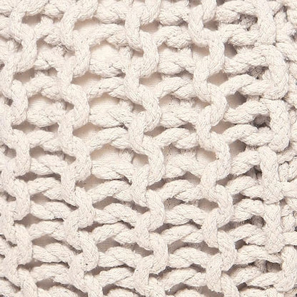 REDEARTH Round Pouf Ottoman –18"x18"x14" Hand-Knitted Cotton Pouffe –Cable - Image 6