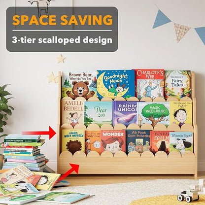 SpaceAid 3-Tier Scalloped Bookshelf, Montessori Bookcase - Image 6