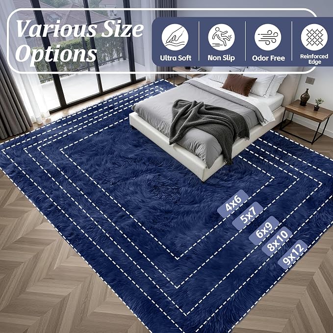 Fluffy 5x7 Area Rugs for Living Room Bedroom: Ultra Soft Shag Rug Non-Slip - Image 9