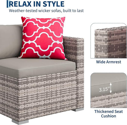 5-Piece Outdoor Sectional Sofa Set, All-Weather PE Rattan Patio Furniture - Image 5