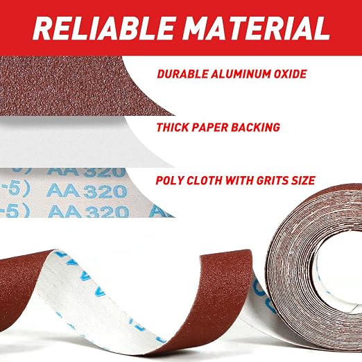 Emery Cloth Roll, 120 Grit Sandpaper Roll, Wet and Dry Emory Cloths - Image 2