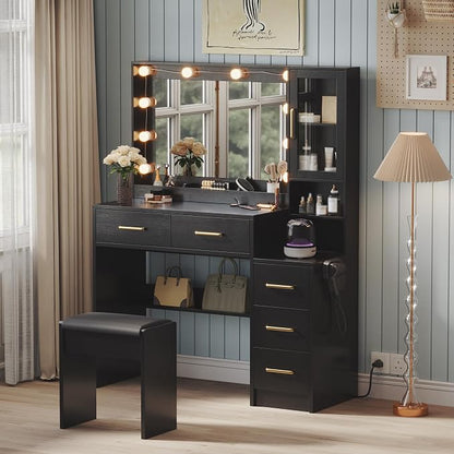 TOKSOM Makeup Vanity with Lights & Charging Station, Bedroom Makeup Dressing by TOKSOM