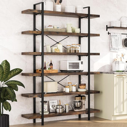 OtterOasis Bookshelf Set of 2, Heavy Duty 6-Tier Industrial Bookcase, 120lbs - Image 8