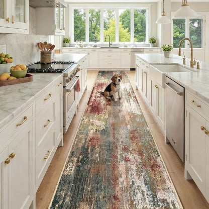 RELEANY Washable Area Rugs 2'6"x14 Non-Slip Modern Abstract Soft by RELEANY