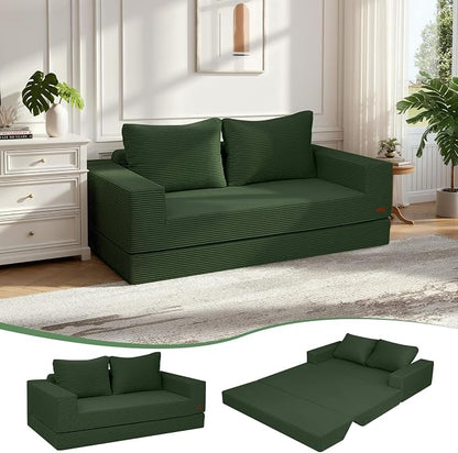 COMAX Convertible Sofa Bed Queen, Corduroy Folding Floor Couch Pull Out Couch by COMAX