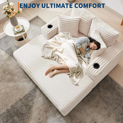 IDEALHOUSE 60" Oversized Chaise Lounge Chair Indoor, Comfy Corduroy Lounge Sofa - Image 6