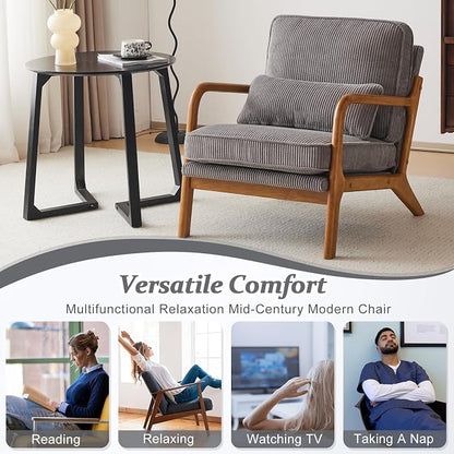 VINGLI Upgraded Premium Corduroy Accent Chair, Upholstered Arm Chair, Solid - Image 7