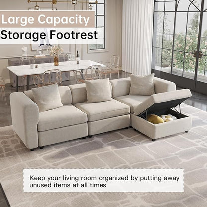 Guyii Velvet Sectional Sofa, Oversized 6-Seater L-Shaped Sofa - Image 5