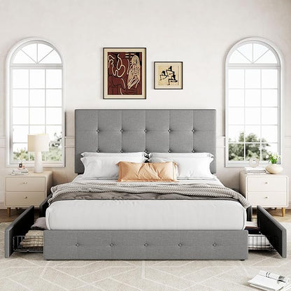 Allewie Upholstered Queen Size Platform Bed Frame - Image 3