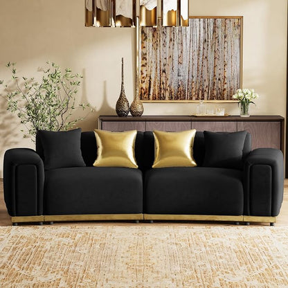 104" Oversized Velvet Chesterfield Couch - Image 4