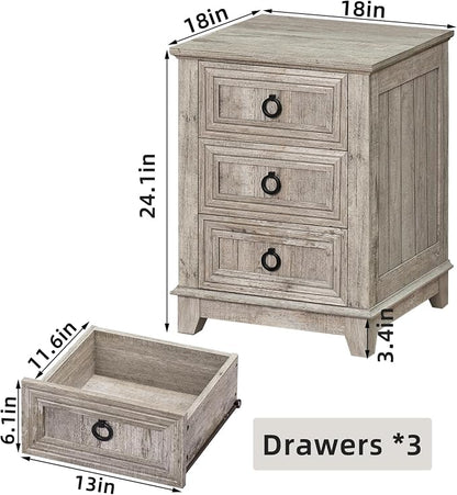 Joaxswe Farmhouse Night Stand Set of 2, Dresser - Image 3