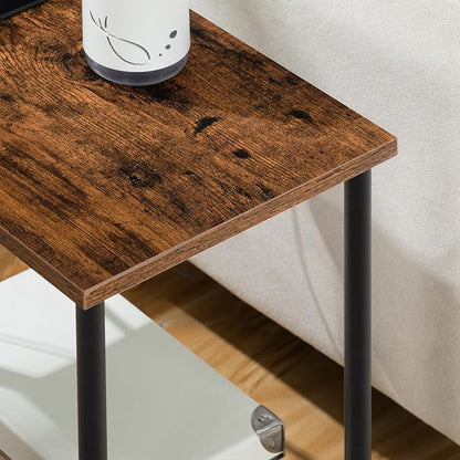 HOOBRO Side Table with Charging Station, Nightstand with 2-Layer Storage Shelves - Image 9