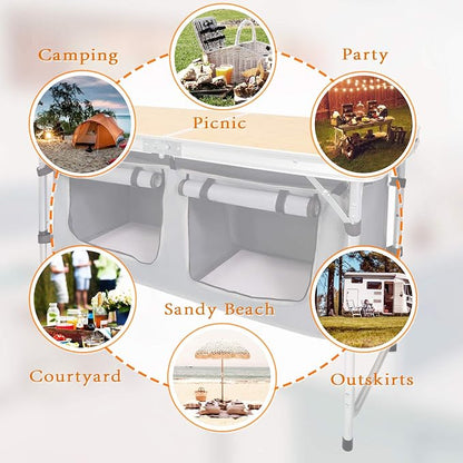Folding Camping Table with Storage Lightweight Camp Tables Portable - Image 6