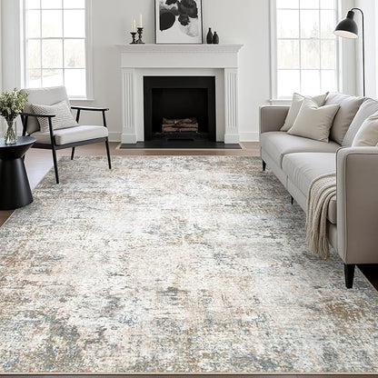 10x14 Area Rug Living Room Rug: Washable Modern Abstract Soft Thin Rug Indoor by FXRHLP