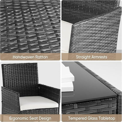 DUMOS 4 Piece Patio Furniture Set, All-Weather Outdoor Wicker Conversation Set - Image 5