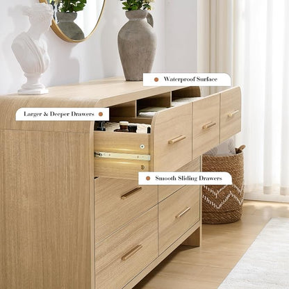 Curved 7-Drawer Dresser for Bedroom, 53.82" Wide Modern Chest of Drawers - Image 7