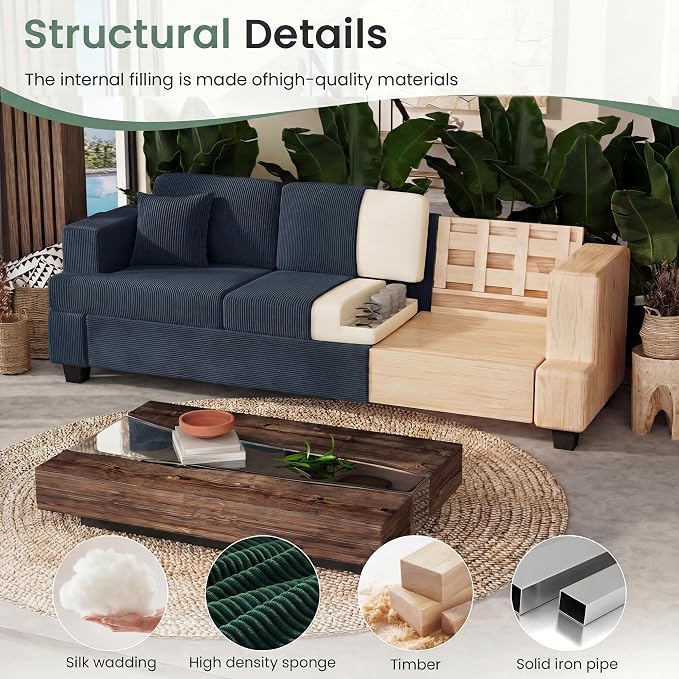 YOUDENOVA 2 Piece Set Comfy Sofa Couch, 3-Seater Sofa * 2 - Image 6