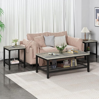 AWQM Coffee Table Set of 3, Industrial Coffee Table - Image 2