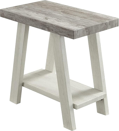 Roundhill Furniture Athens Contemporary Two-Tone Wood Shelf Side Table - Image 3