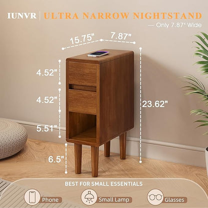Narrow Nightstand 2 Drawers - Image 2