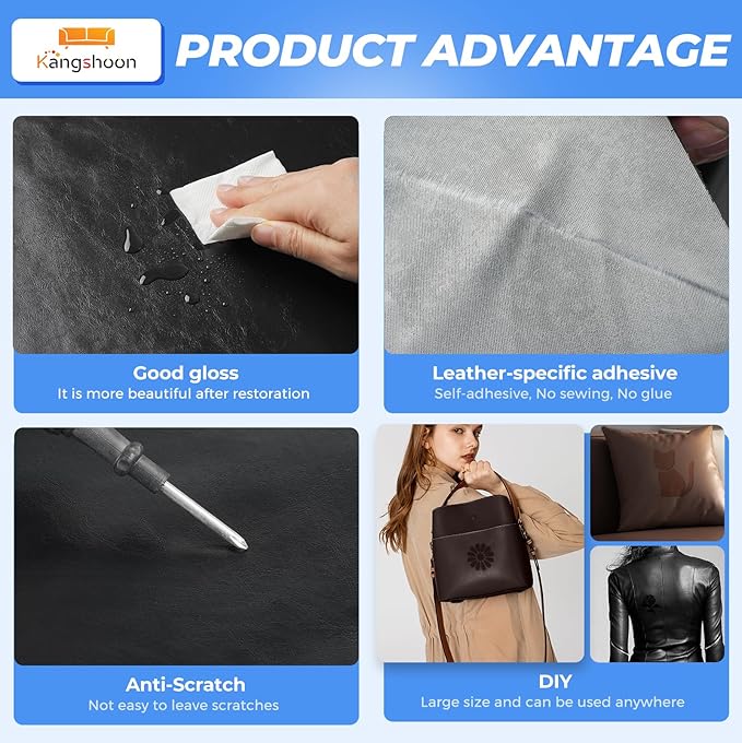 Leather Repair Patches, 17X158 Inch Self-Adhesive Leather Repair Tape, Stretch - Image 3