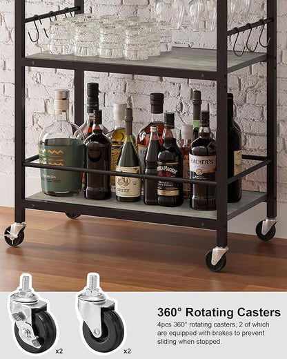 TUTOTAK Bar Cart, Home Bar Serving Cart, Microwave Cart, Drink Cart, Mobile - Image 4
