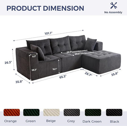 MAXYOYO Modular Sectional Sofa Couch, L Shaped Modern Cloud Couch - Image 2