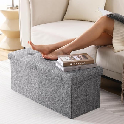 Storage Ottoman Bench Foldable Seat Footrest Shoe Bench End of Bed Storage - Image 4