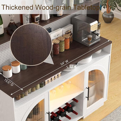 54" Coffee Bar Cabinet with Pegboard, Baskets & Movable Charging Station - Image 6