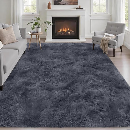 Fluffy 4x6 Area Rugs for Living Room Bedroom: Ultra Soft Shag Rug Non-Slip by Luxturiy
