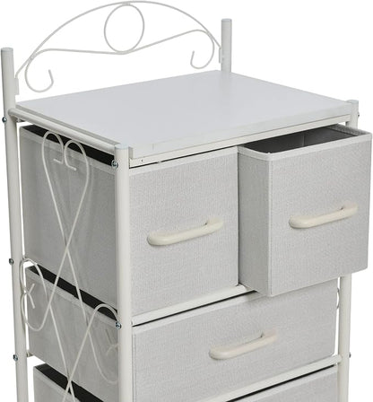 Household Essentials Scandinavian White Iron & Wood Four-Drawer Chest - Image 6