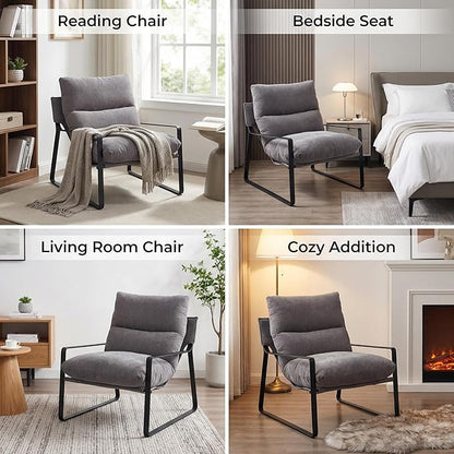 LukeAlon Modern Linen Accent Armchairs Set of 2, Upholstered Living Room Chairs - Image 5