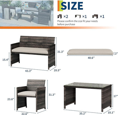 Garvee 4-Piece Patio Furniture Set, PE Rattan Outdoor Conversation Set - Image 2