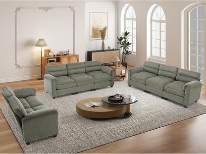 HAOMARKETS Corduroy Sofa Set, Upholstered Loveseat Man and 3-Seater Couch Set - Image 6