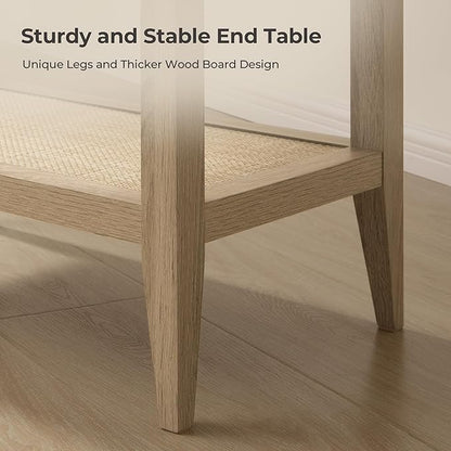 SICOTAS Rattan Nightstand Bedside Table - Image 4