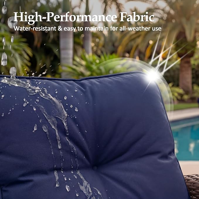 UPHA 5 Pieces Patio Furniture Sets, Wicker Outdoor 3-Seat Sofa Set - Image 6