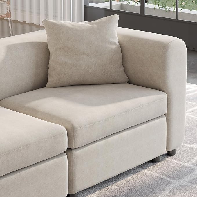 Guyii Velvet Sectional Sofa, Oversized 5-Seat Convertible Couch - Image 7