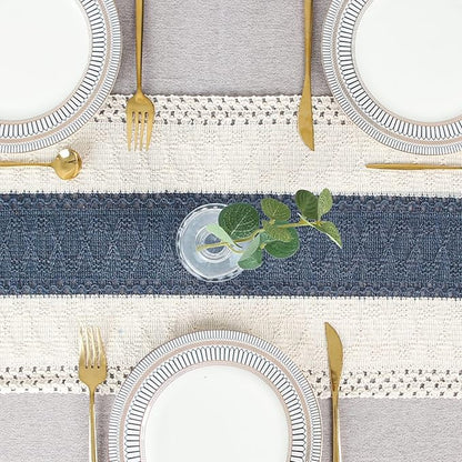 FEXIA Boho Blue Table Runner 108 Inches Long - Image 6