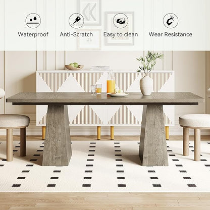 LITTLE TREE Dining Table for 6 People, Wooden Table, Rectangle Furniture - Image 7