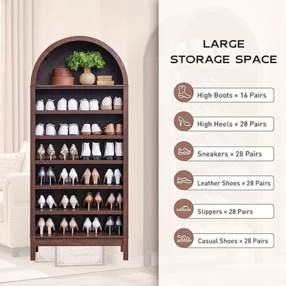 IFGET 71" Tall Arched Bookshelf, 7 Tiers Arch Bookcase - Image 4