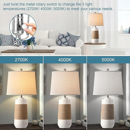 Hamucd White Boho Ceramic Lamps - Image 2